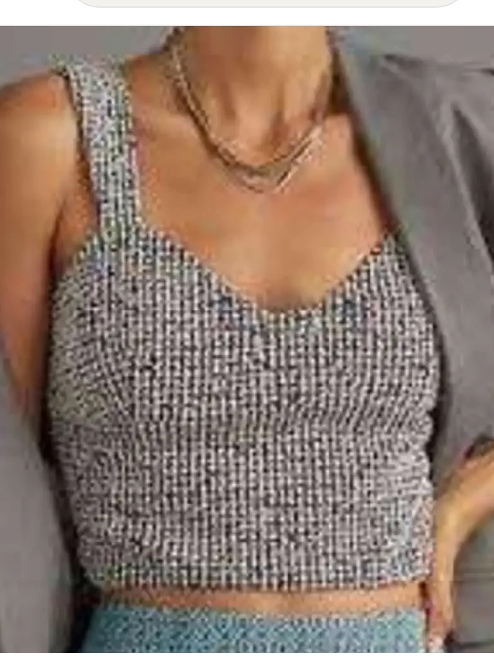 Eri + Ali Anthropologie Tweed Bustier Crop Top Tank Black White Size Medium